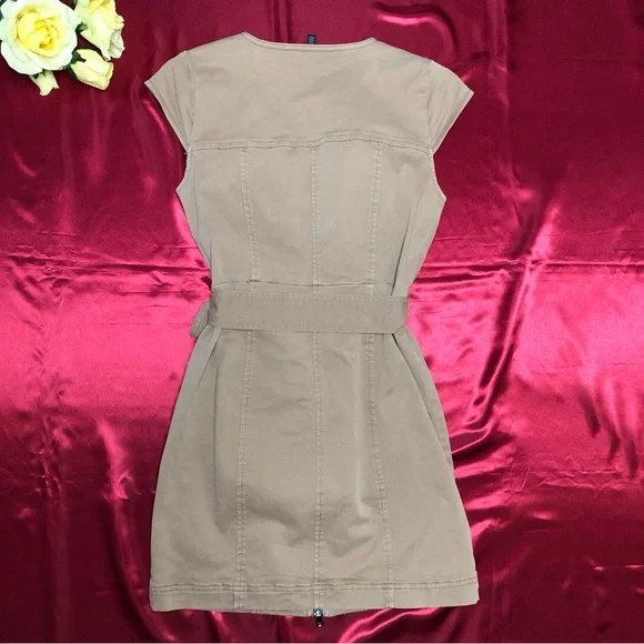 White House Black Market (WHBM) V-Neck Front Zip Cap Sleeve Casual Dress - Picture 4 of 7